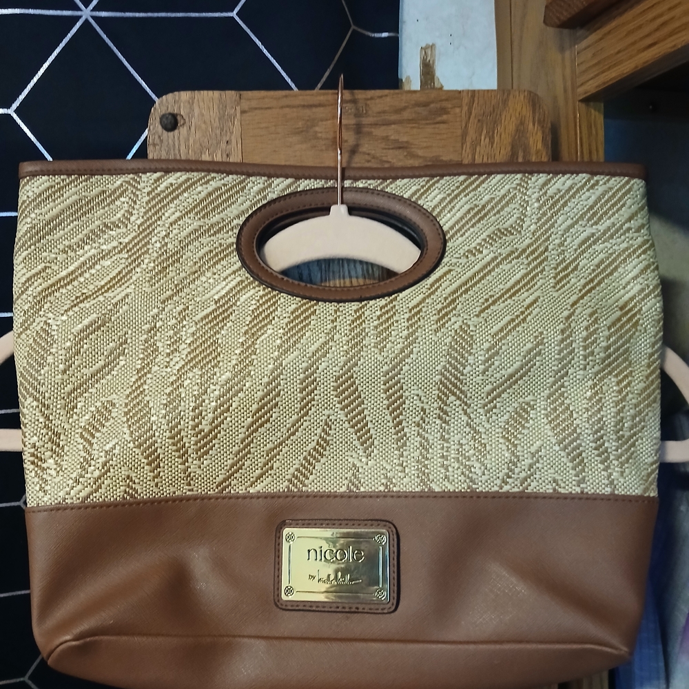 Nicole Tan and Gold Tote Bag